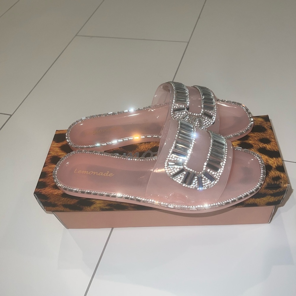 Lemon Pink and Silver Sandals with Espadrille Sole
